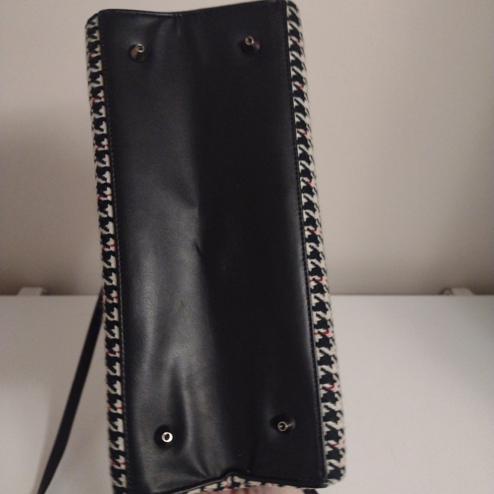 Preston & York Houndstooth Purse Bag Tote Crossbody Acrylic Wool Polyester - Picture 5 of 10